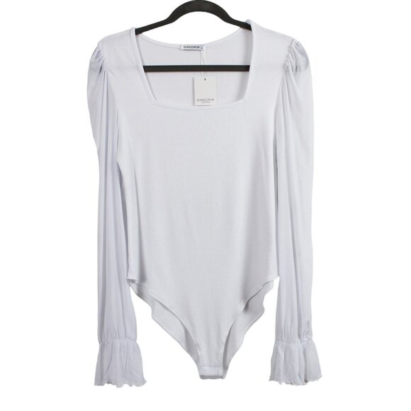 Mangopop Square Neck Sheer Long Sleeve Bodysuit - Picture 2 of 16